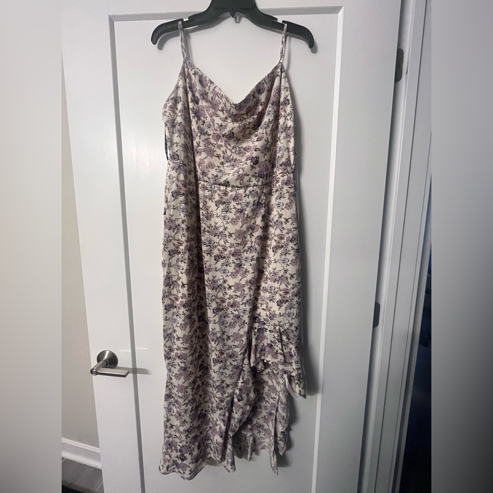 Lavender and cream floral dress
